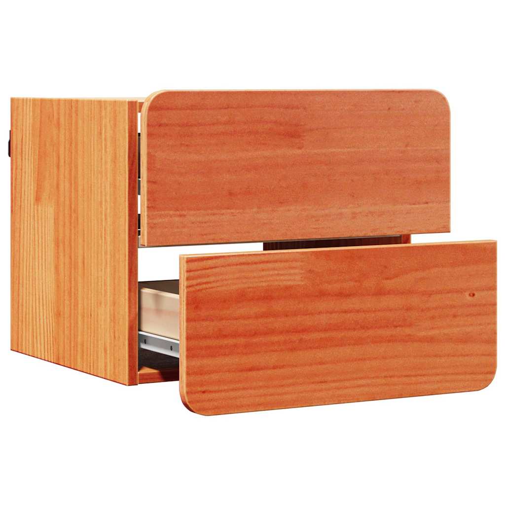 Noptiera cu sertar 2 pcs Maro 39 x 34 x 33 cm Lemn masiv de pin — imaginea 6