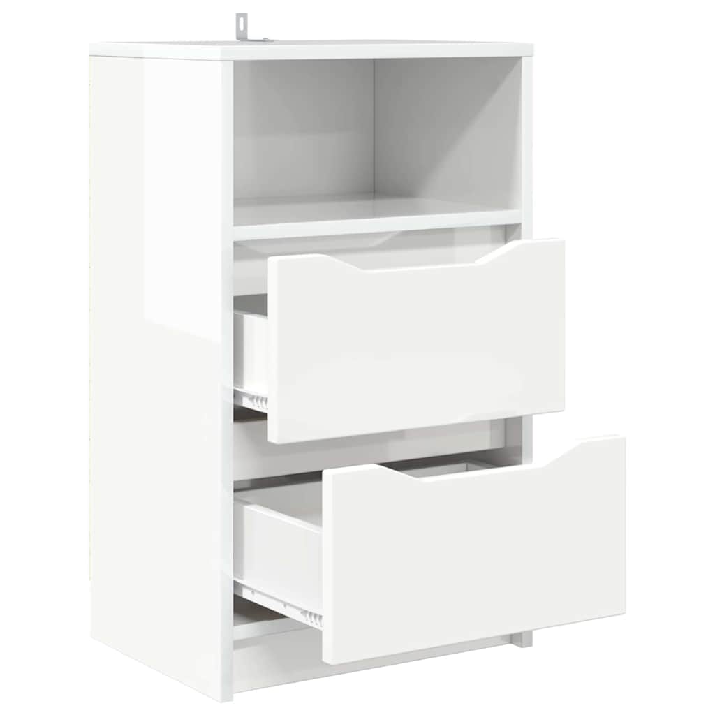 Noptiera cu sertar Alb lucios 40 x 30 x 467 cm Lemn compozit — imaginea 6