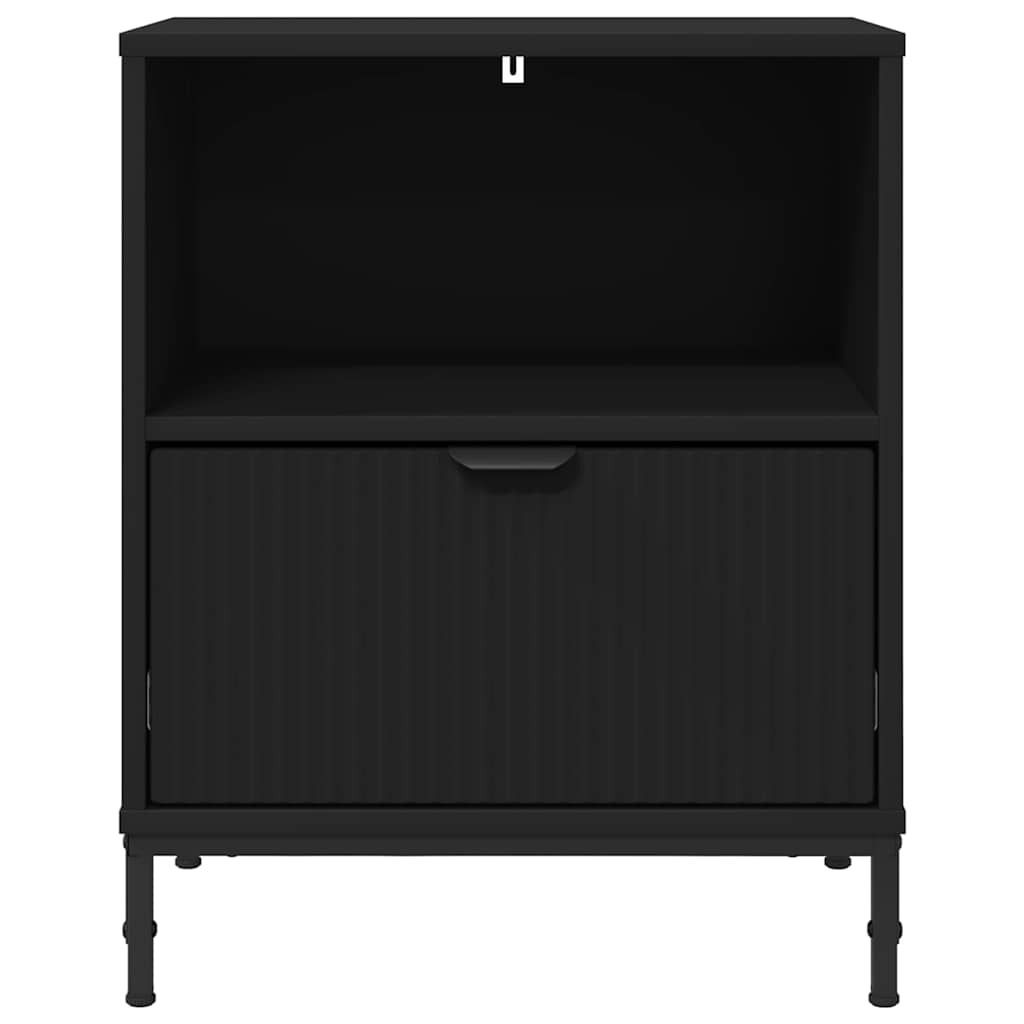 Noptiera cu sertar Negru 49 x 36 x 61 cm Lemn compozit — imaginea 7