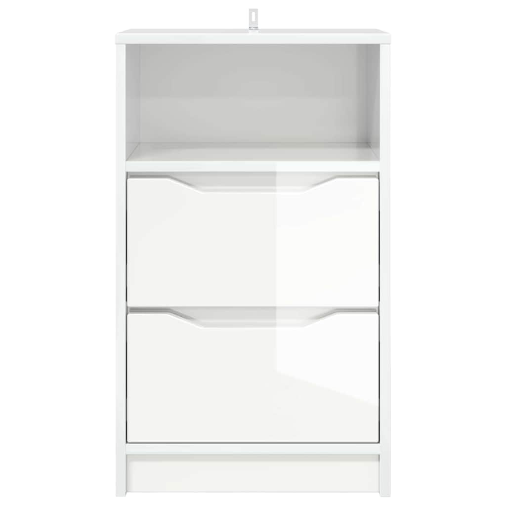 Noptiera cu sertar Alb lucios 40 x 30 x 467 cm Lemn compozit — imaginea 7