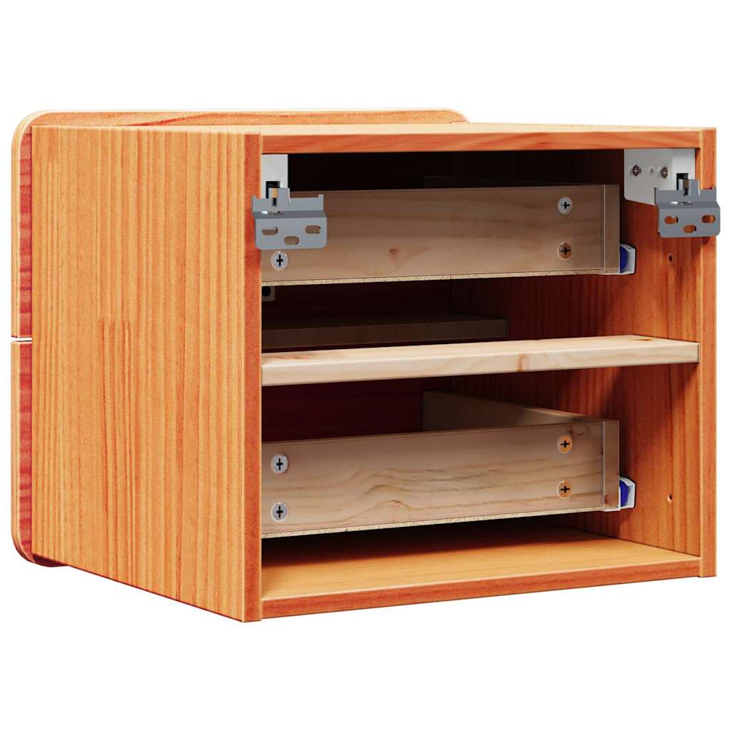 Noptiera cu sertar 2 pcs Maro 39 x 34 x 33 cm Lemn masiv de pin — imaginea 9