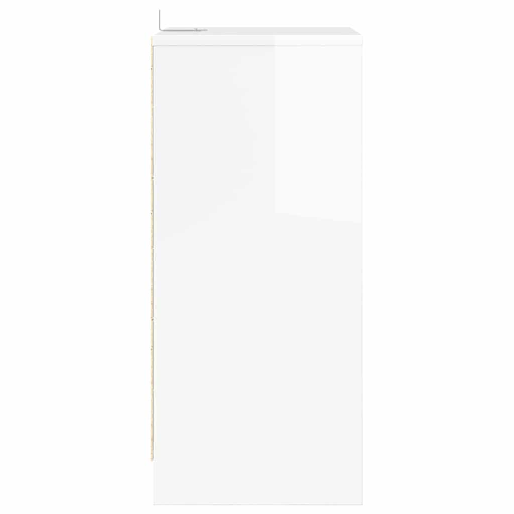 Noptiera cu sertar Alb lucios 40 x 30 x 467 cm Lemn compozit — imaginea 8