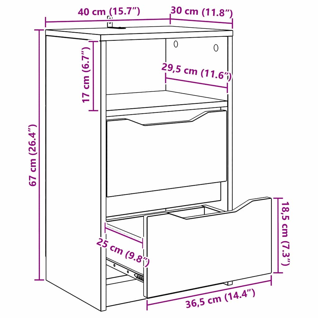 Noptiera cu sertar Lemn Vechi 40 x 30 x 467 cm Lemn compozit — imaginea 12