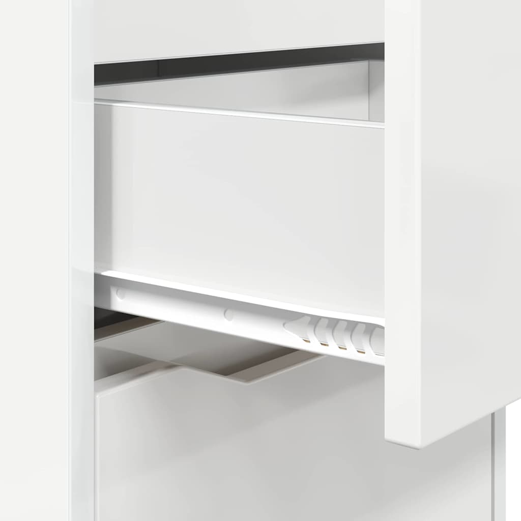Noptiera cu sertar Alb lucios 40 x 30 x 467 cm Lemn compozit — imaginea 10