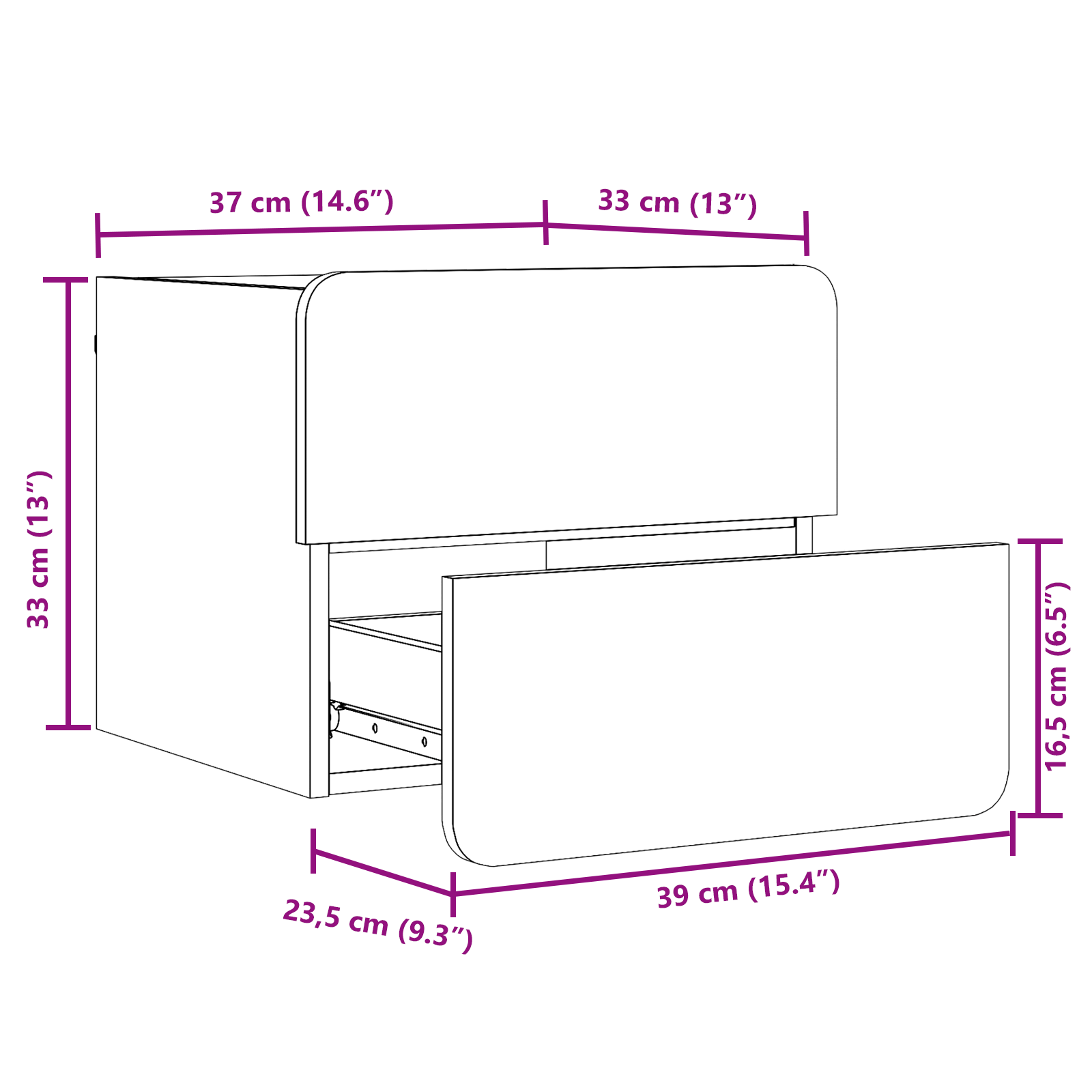 Noptiera cu sertar 2 pcs Alb 39 x 34 x 33 cm Pin masiv — imaginea 13