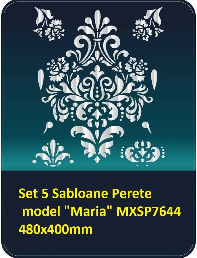 Set 5 Sabloane Perete vopsire, tencuiala model "Maria" MXSP7644 480x400mm