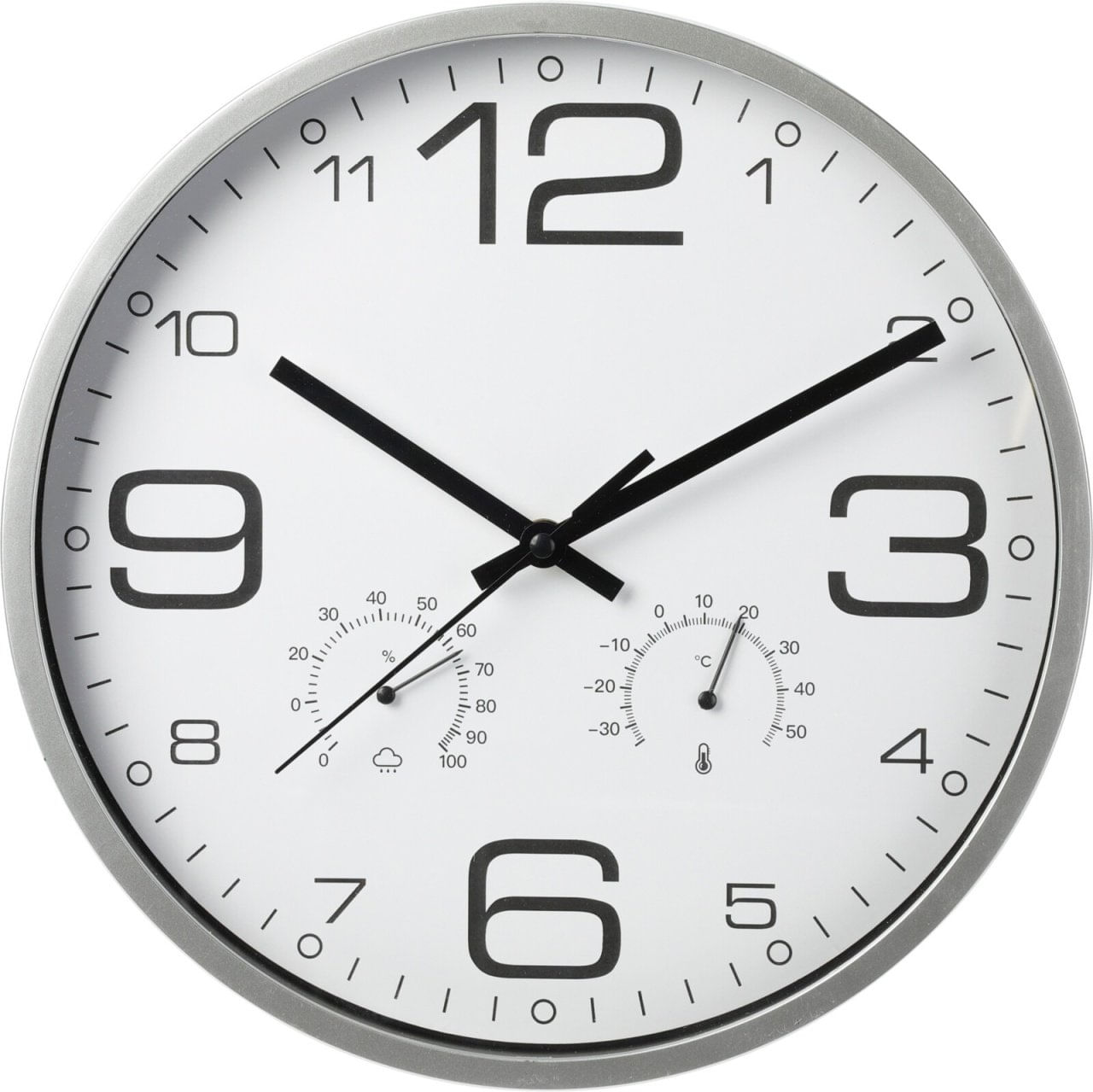 Ceas de Perete cu Termometru si Higrometru, Design Modern, Mecanism Quartz