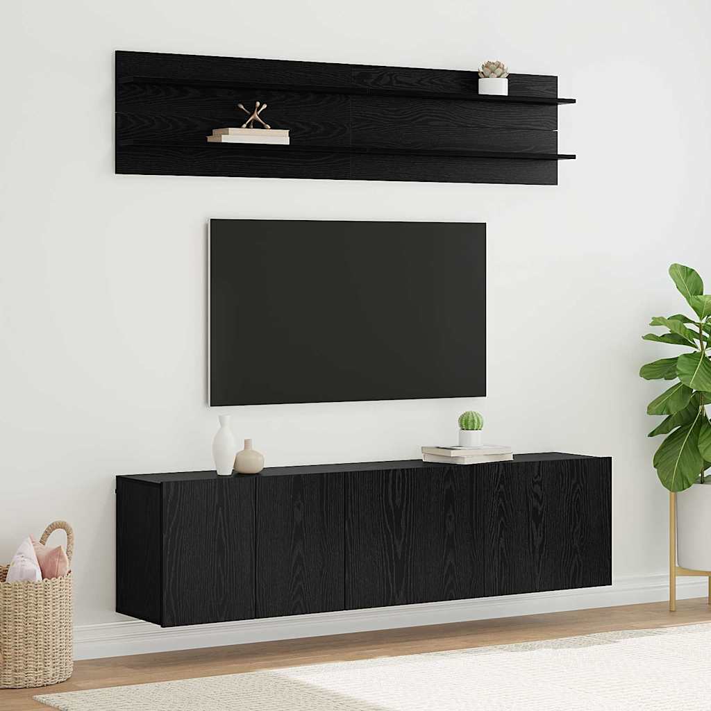 Unitati TV Pe perete 6 pcs Stejar negru Lemn compozit — imaginea 2