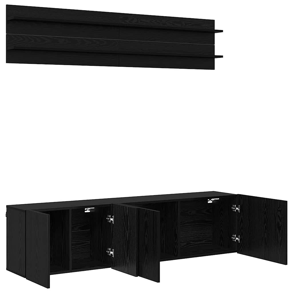 Unitati TV Pe perete 6 pcs Stejar negru Lemn compozit — imaginea 6