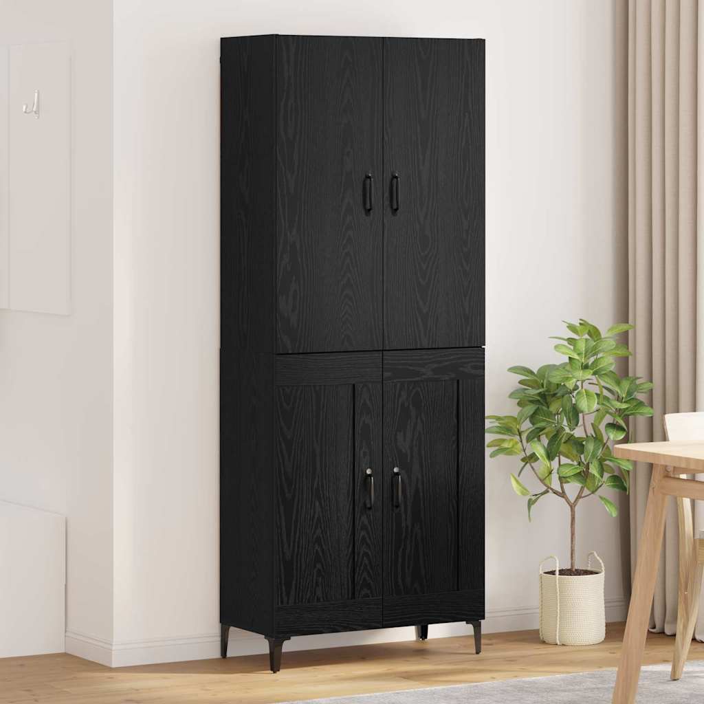 Bufet Stejar Negru 69,5 x 34 x 180 cm Lemn compozit — imaginea 2