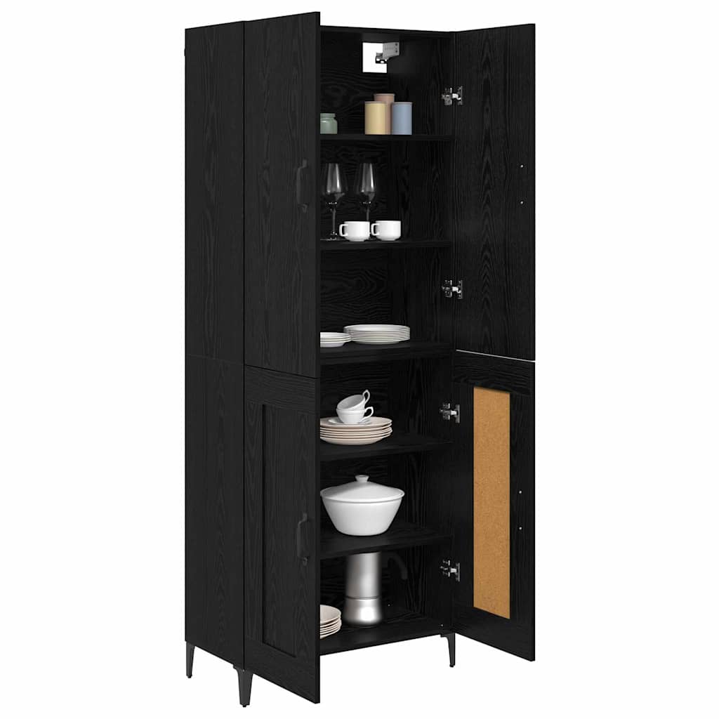 Bufet Stejar Negru 69,5 x 34 x 180 cm Lemn compozit — imaginea 4