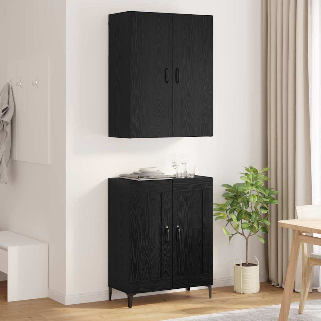 Bufet Stejar Negru 69,5 x 34 x 180 cm Lemn compozit — imaginea 5