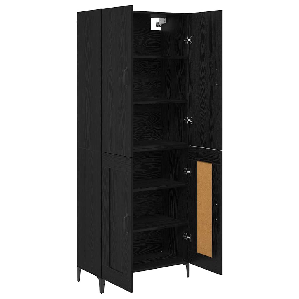 Bufet Stejar Negru 69,5 x 34 x 180 cm Lemn compozit — imaginea 6