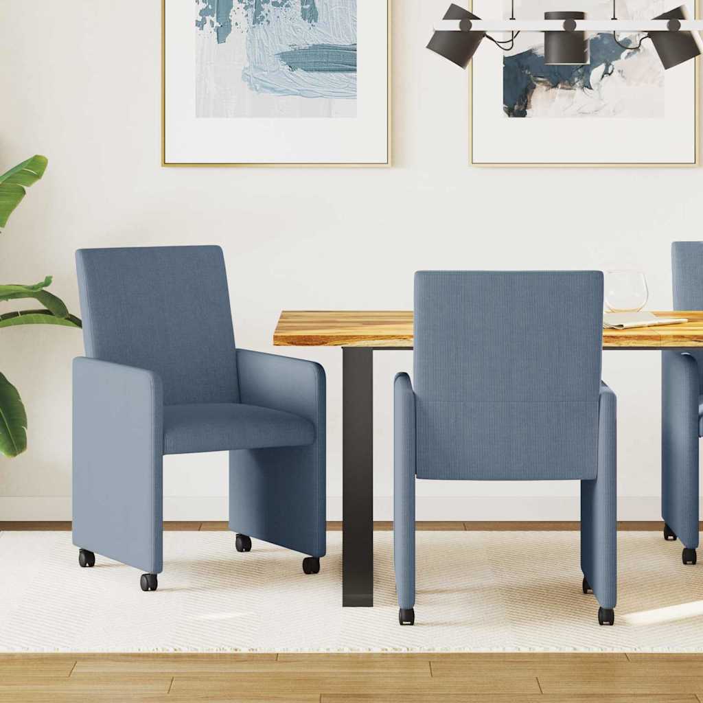Scaune de dining cu roti cu roti 2 pcs albastru 57 x 66 x 94 cm — imaginea 2