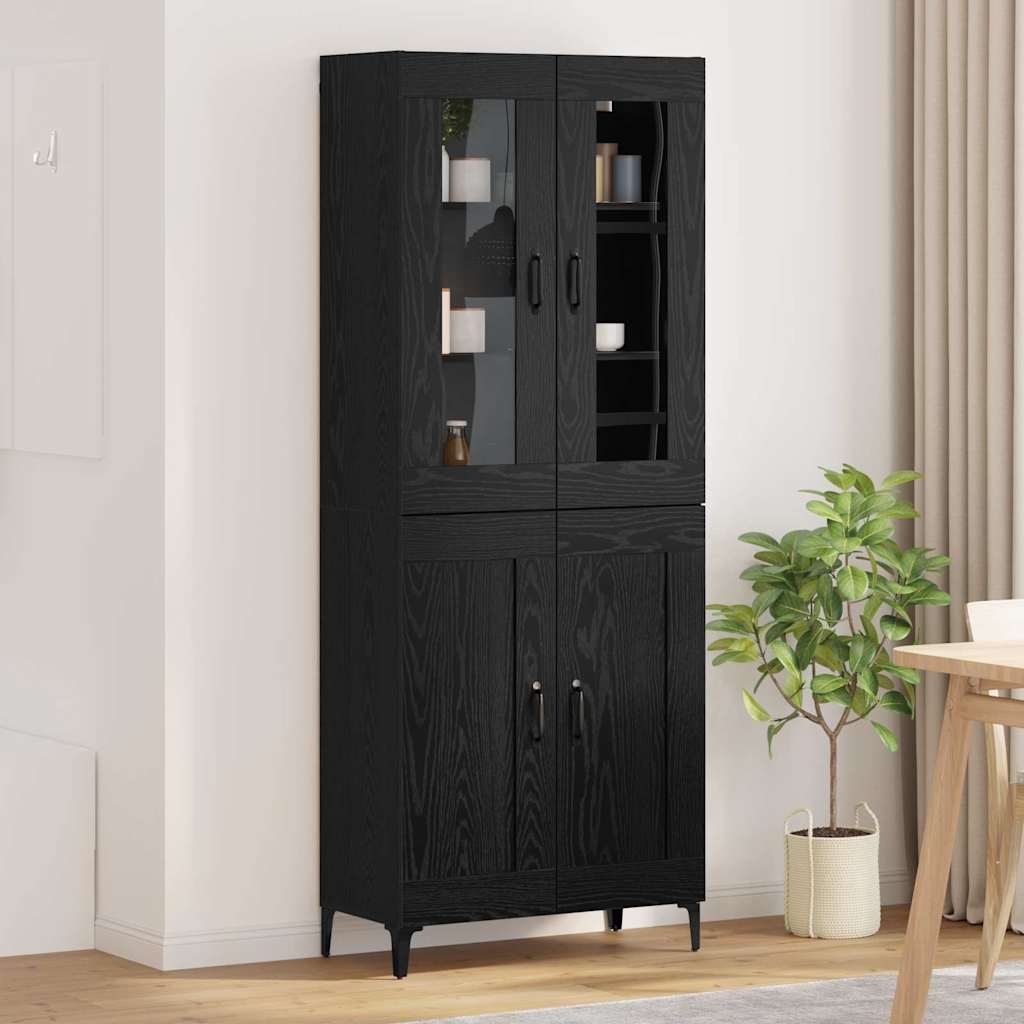 Bufet Stejar Negru 69,5 x 34 x 180 cm Lemn compozit — imaginea 2