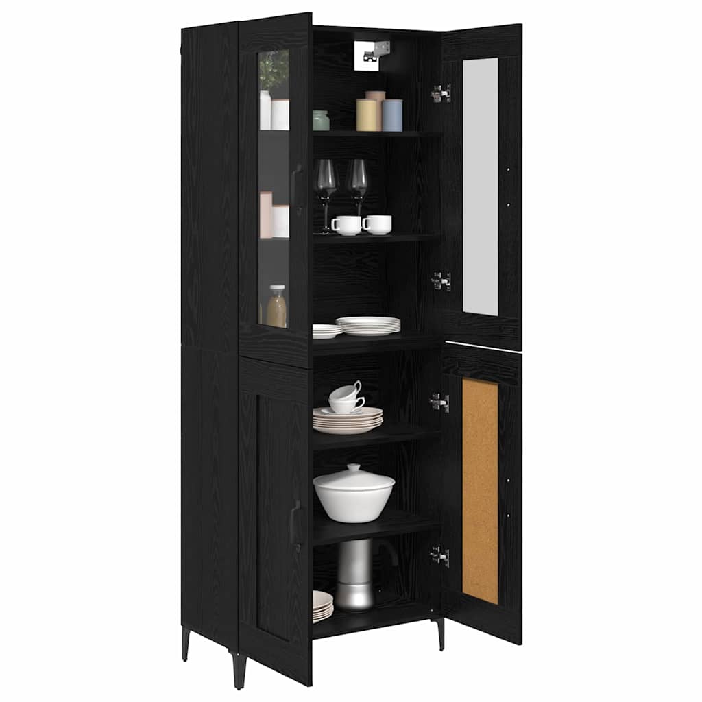 Bufet Stejar Negru 69,5 x 34 x 180 cm Lemn compozit — imaginea 4