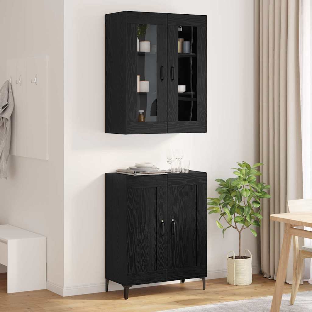 Bufet Stejar Negru 69,5 x 34 x 180 cm Lemn compozit — imaginea 5