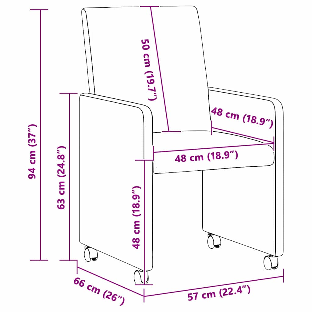 Scaune de dining cu roti cu roti 2 pcs albastru 57 x 66 x 94 cm — imaginea 11