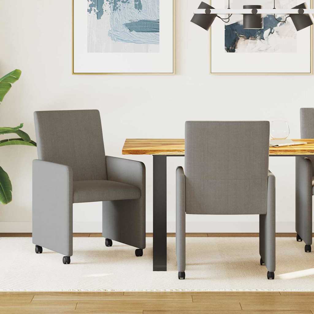 Scaune de dining cu roti 2 pcs Gri deschis 57 x 66 x 94 cm — imaginea 2