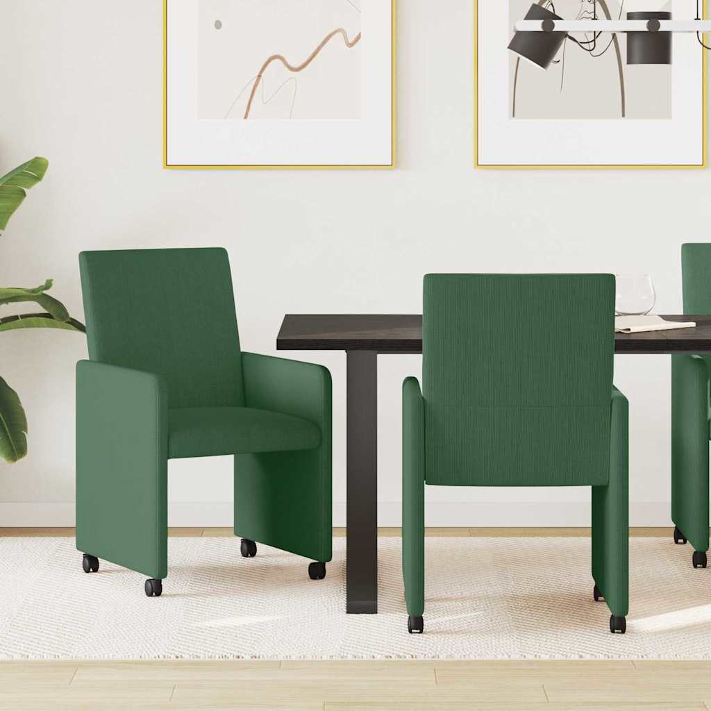 Scaune de dining cu roti 2 pcs Gri verde 57 x 66 x 94 cm — imaginea 2