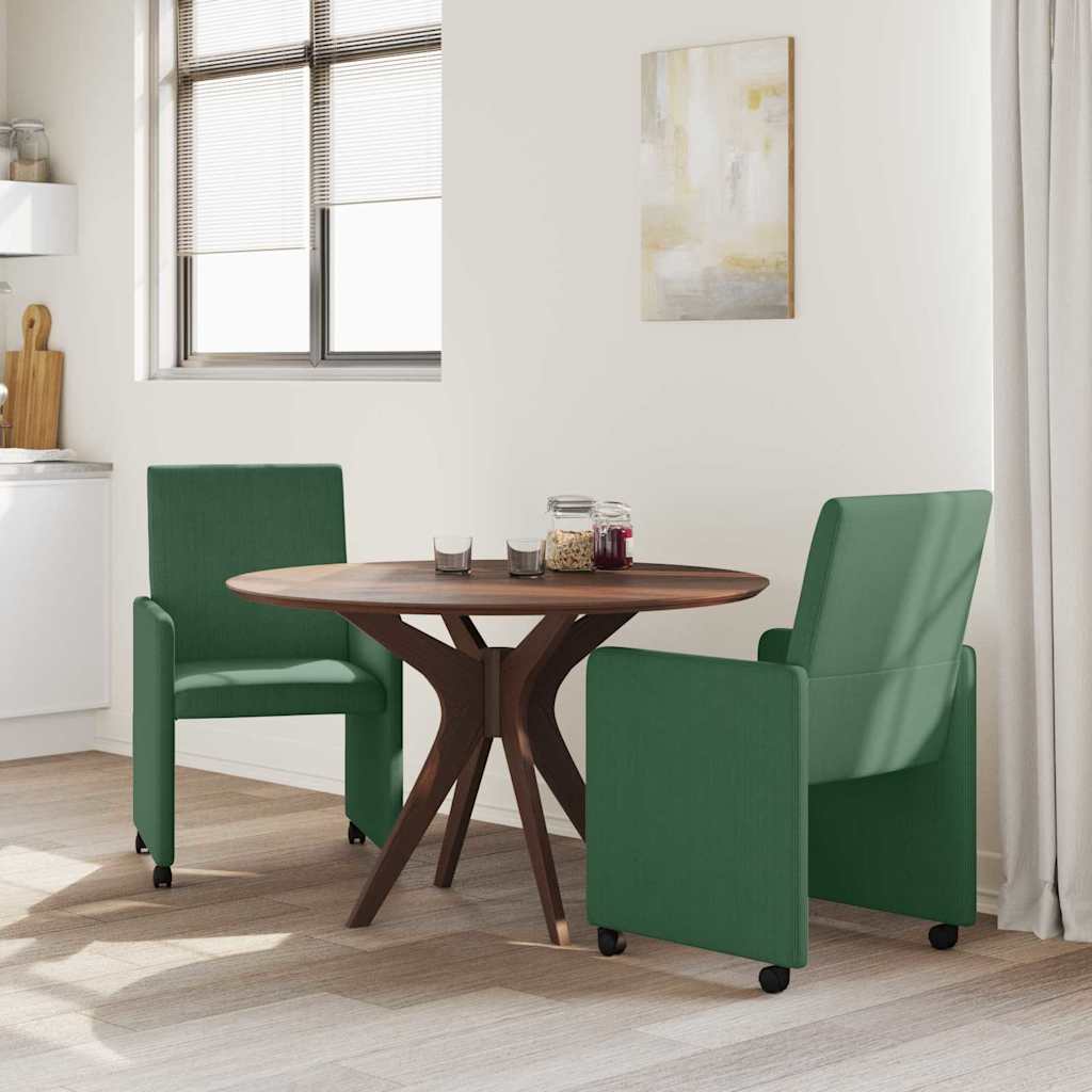 Scaune de dining cu roti 2 pcs Gri verde 57 x 66 x 94 cm — imaginea 4