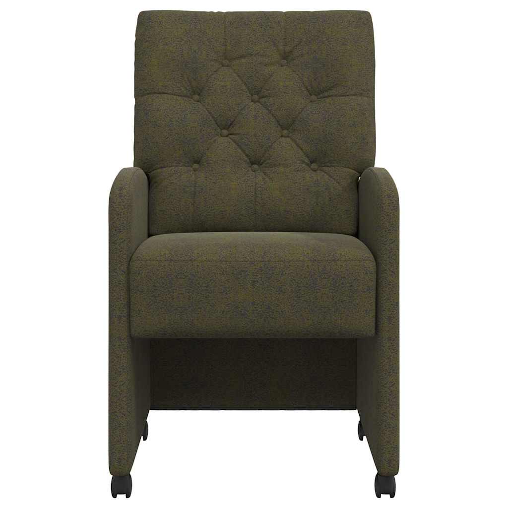 Scaune de dining cu roti 2 pcs Verde militar 58 x 67 x 97 cm — imaginea 5