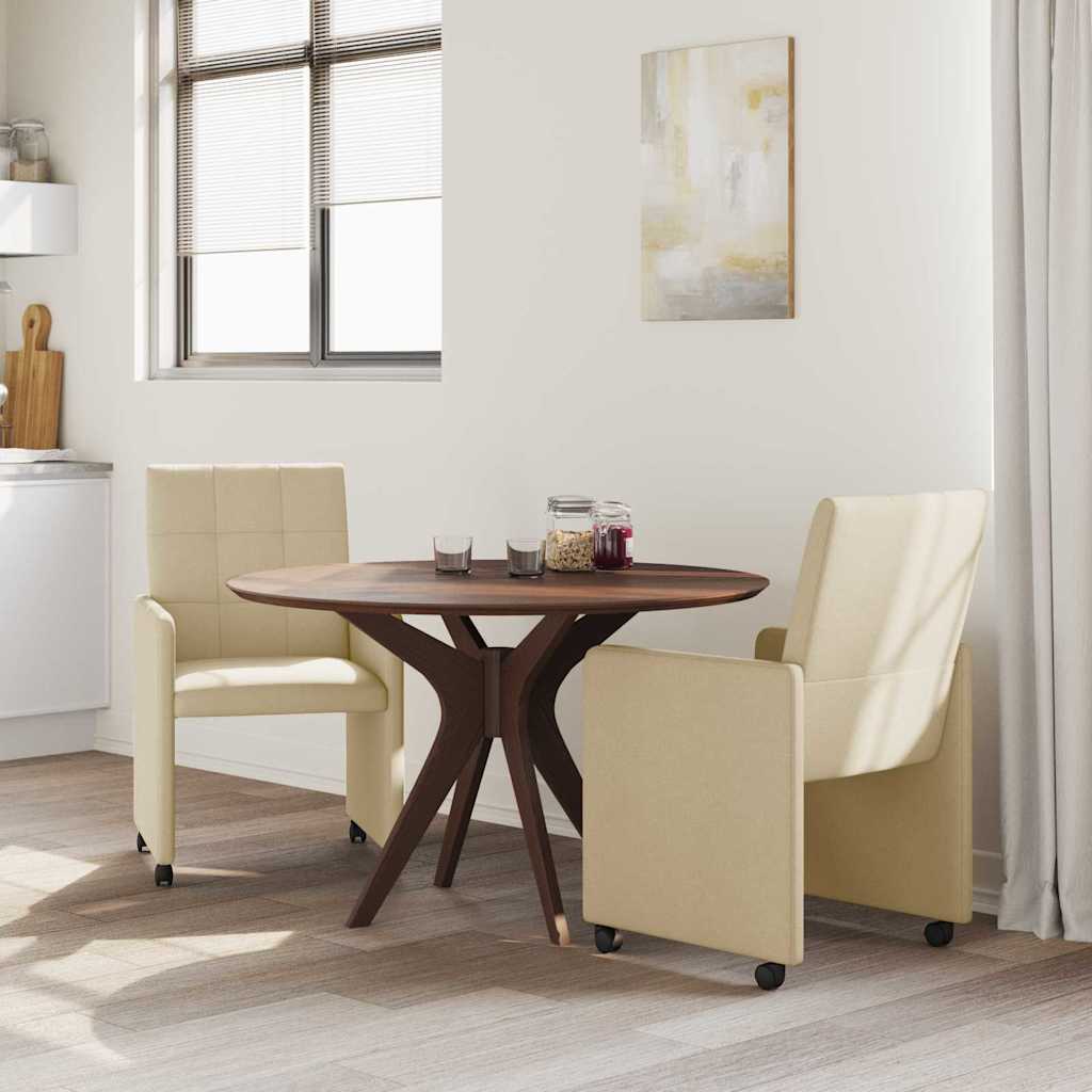 Scaune de dining cu roti 2 pcs Crem 58 x 65 x 94 cm tesatura — imaginea 4