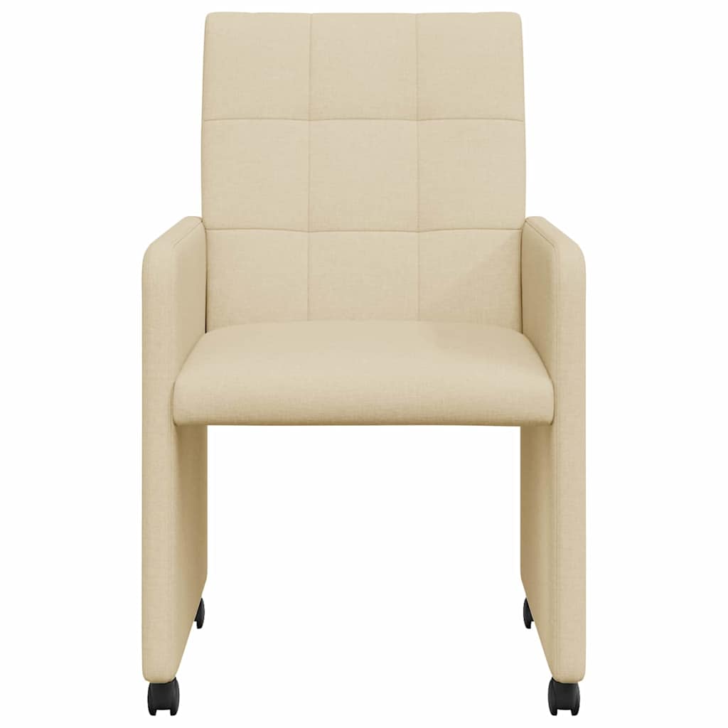 Scaune de dining cu roti 2 pcs Crem 58 x 65 x 94 cm tesatura — imaginea 5