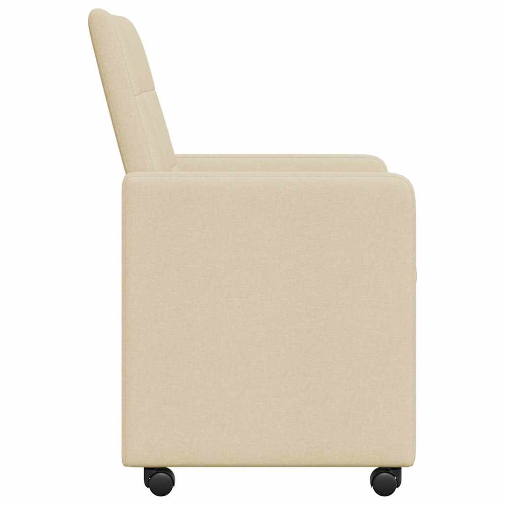 Scaune de dining cu roti 2 pcs Crem 58 x 65 x 94 cm tesatura — imaginea 6