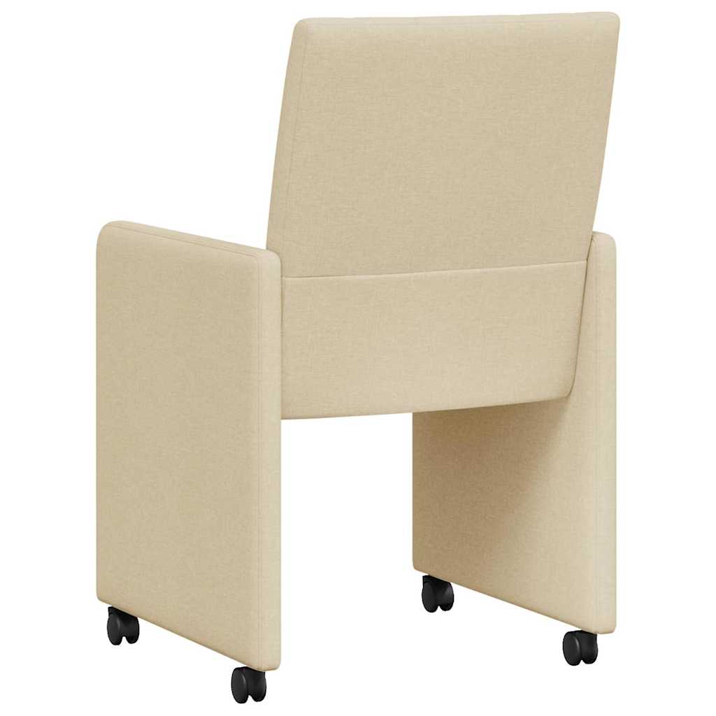 Scaune de dining cu roti 2 pcs Crem 58 x 65 x 94 cm tesatura — imaginea 7