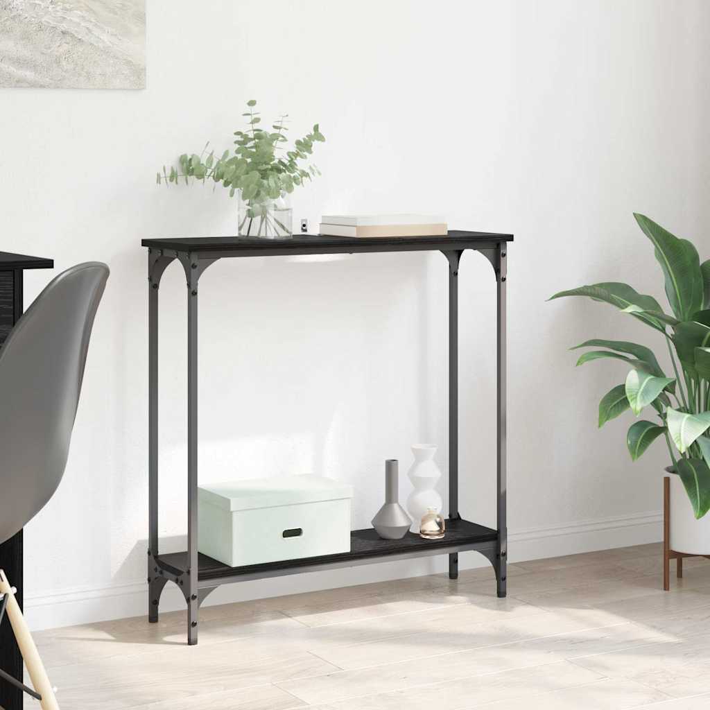 Masa de consola Stejar Negru 75 x 22,5 x 75 cm Lemn compozit — imaginea 2