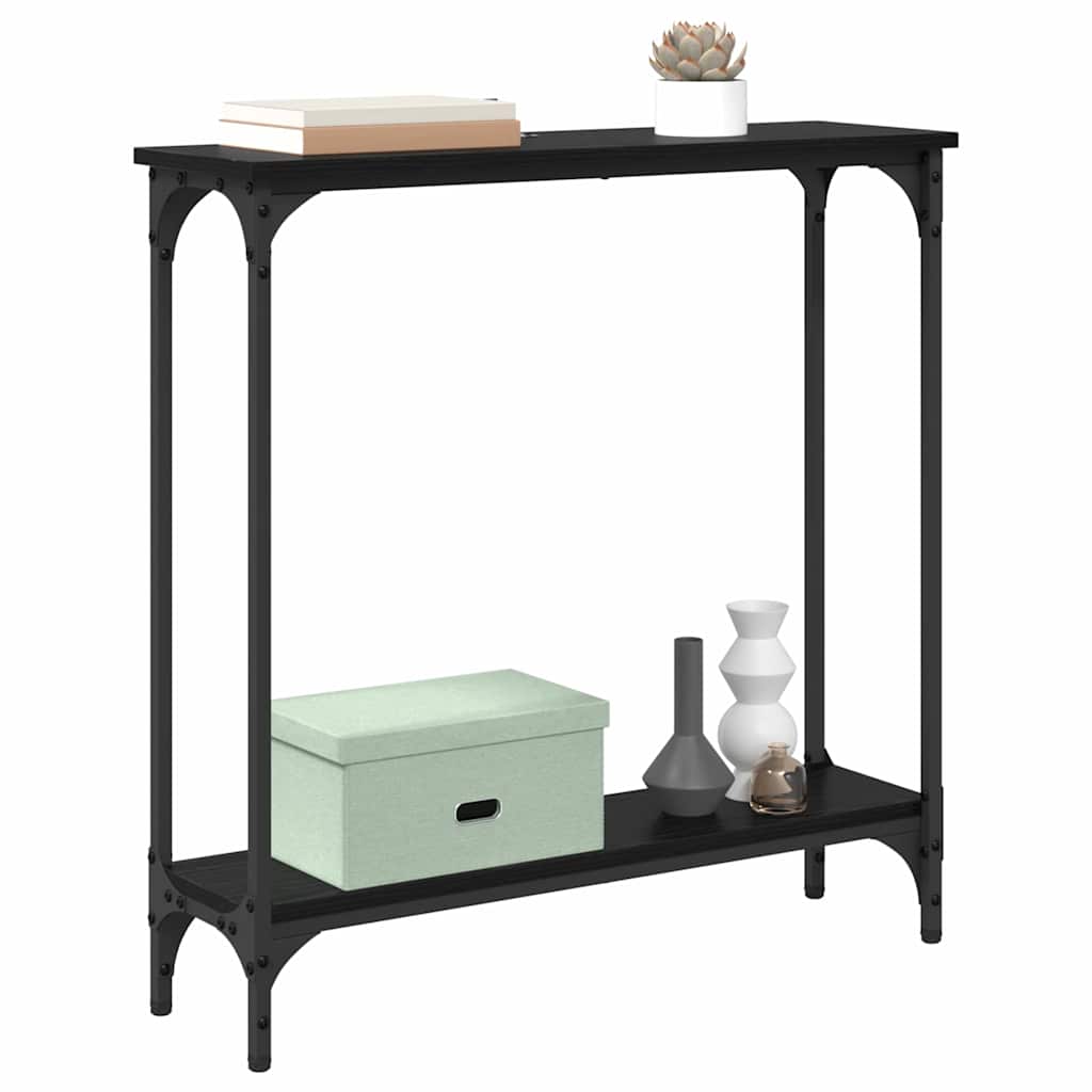 Masa de consola Stejar Negru 75 x 22,5 x 75 cm Lemn compozit — imaginea 4