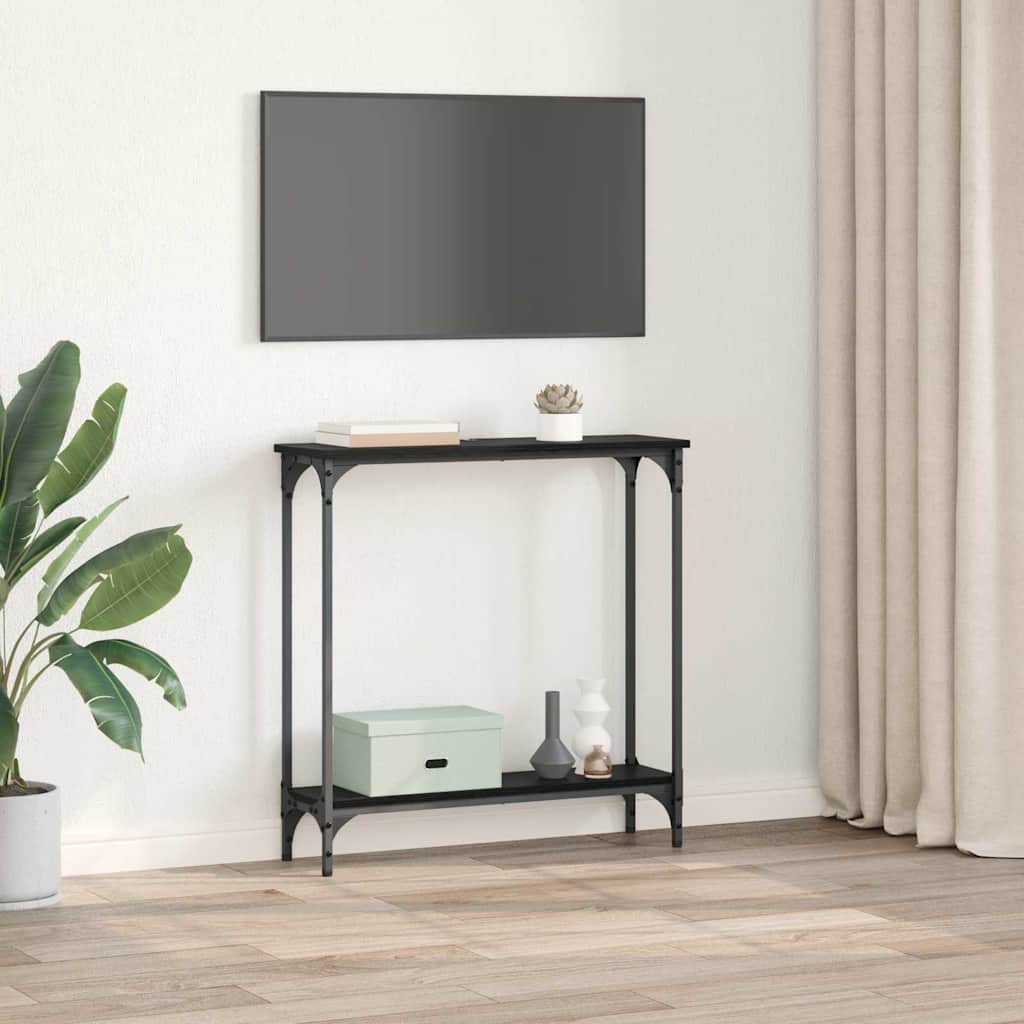 Masa de consola Stejar Negru 75 x 22,5 x 75 cm Lemn compozit — imaginea 5