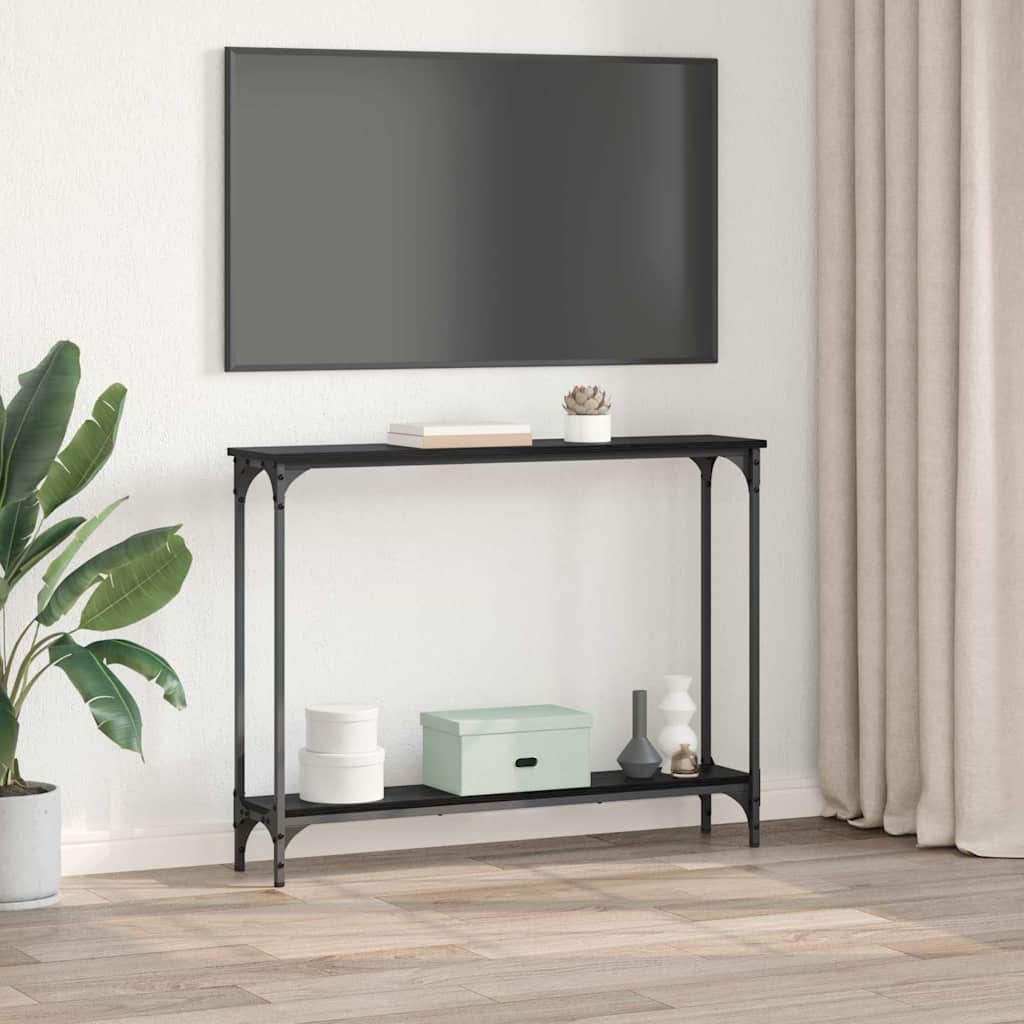 Masa de consola Stejar Negru 102 x 23 x 15.5 cm Lemn compozit — imaginea 5