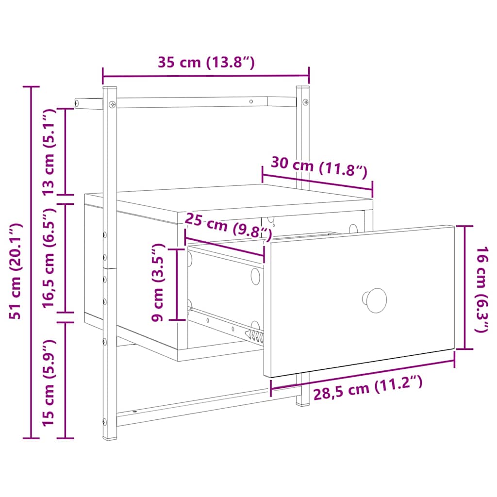 Noptiera Lemn Vechi 35 x 30 x 51 cm Lemn compozit — imaginea 13