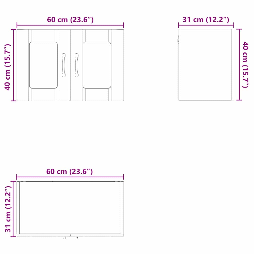 Dulap suspendat de bucatarie cu raft Lemn Vechi 60 x 31 x 40 cm — imaginea 12