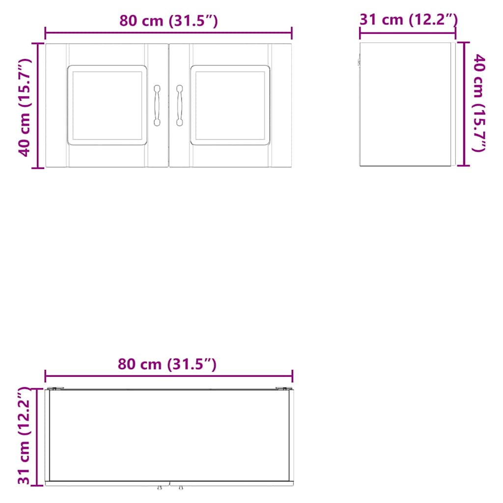 Dulap suspendat de bucatarie Gri din beton 80 x 31 x 40 cm — imaginea 12