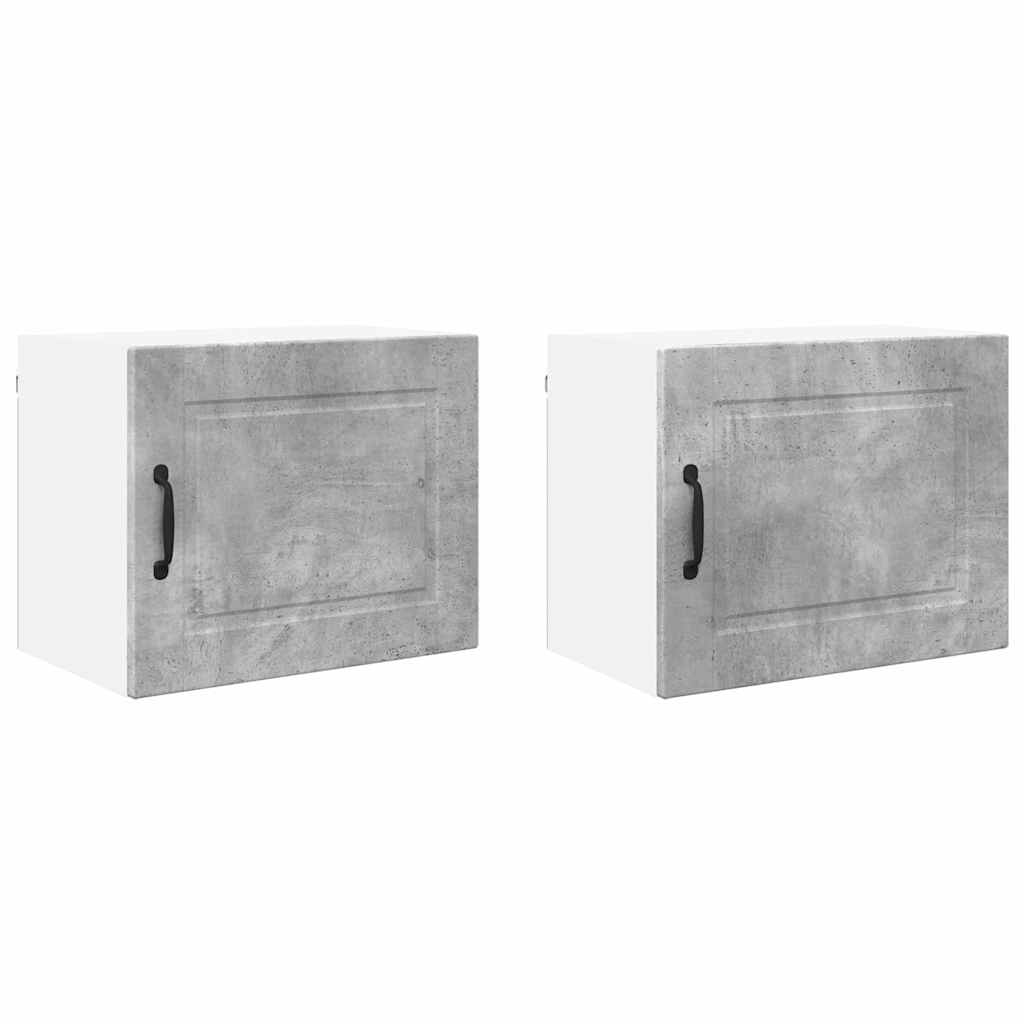 Dulap suspendat de bucatarie cu raft cu usa 2 pcs Gri din beton — imaginea 7