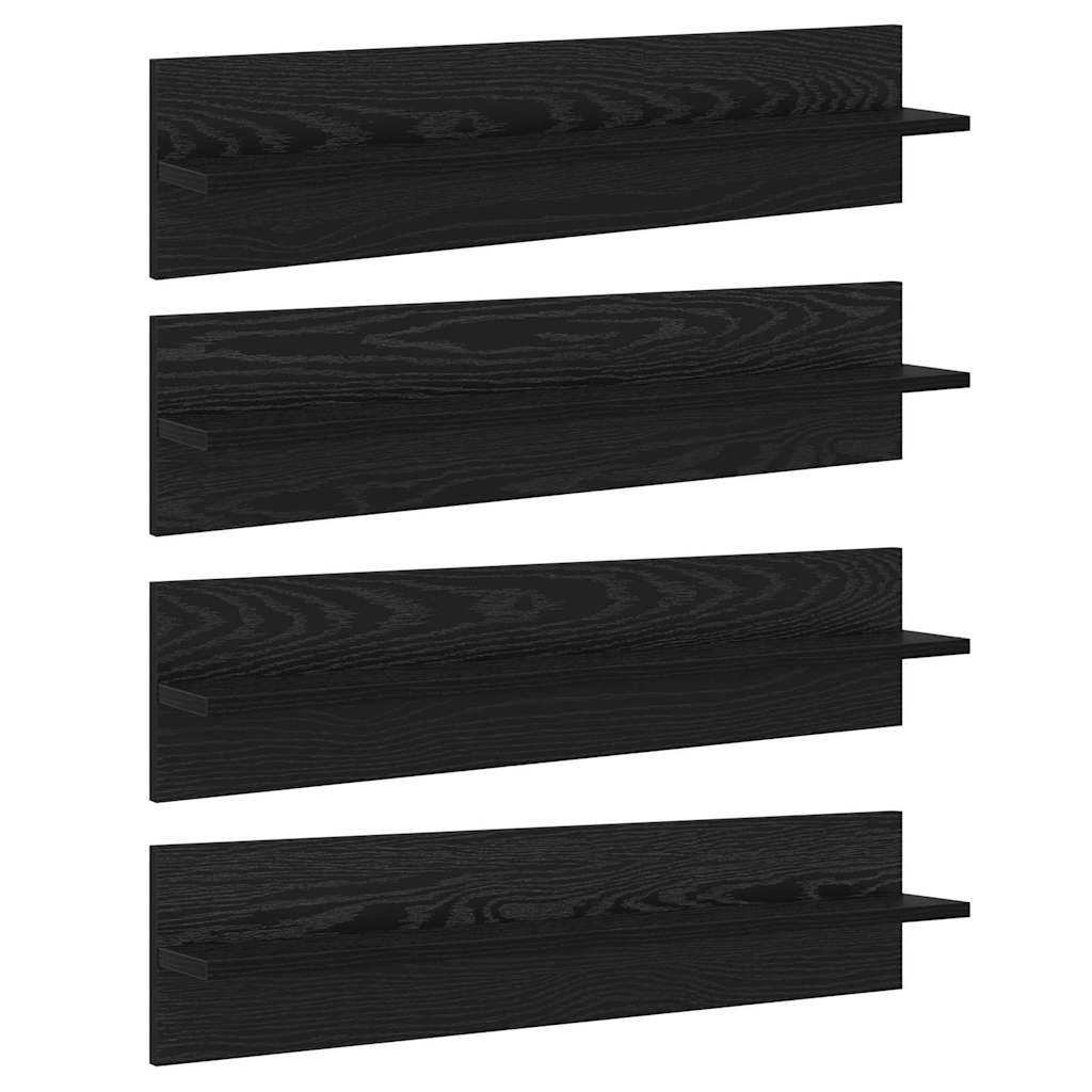 Semele de perete cu raft 4 pcs Stejar Negru 80 x 11,5 x 18 cm — imaginea 3
