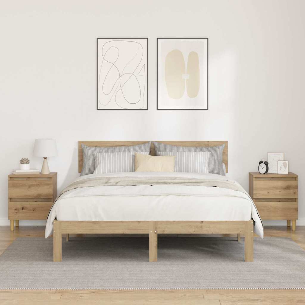 Dulapuri de pat 2 pcs Stejar Artizanal 40 x 35 x 50 cm — imaginea 2