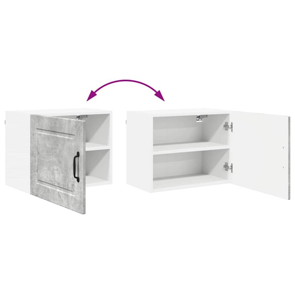 Dulap suspendat de bucatarie cu raft cu usa 2 pcs Gri din beton — imaginea 13