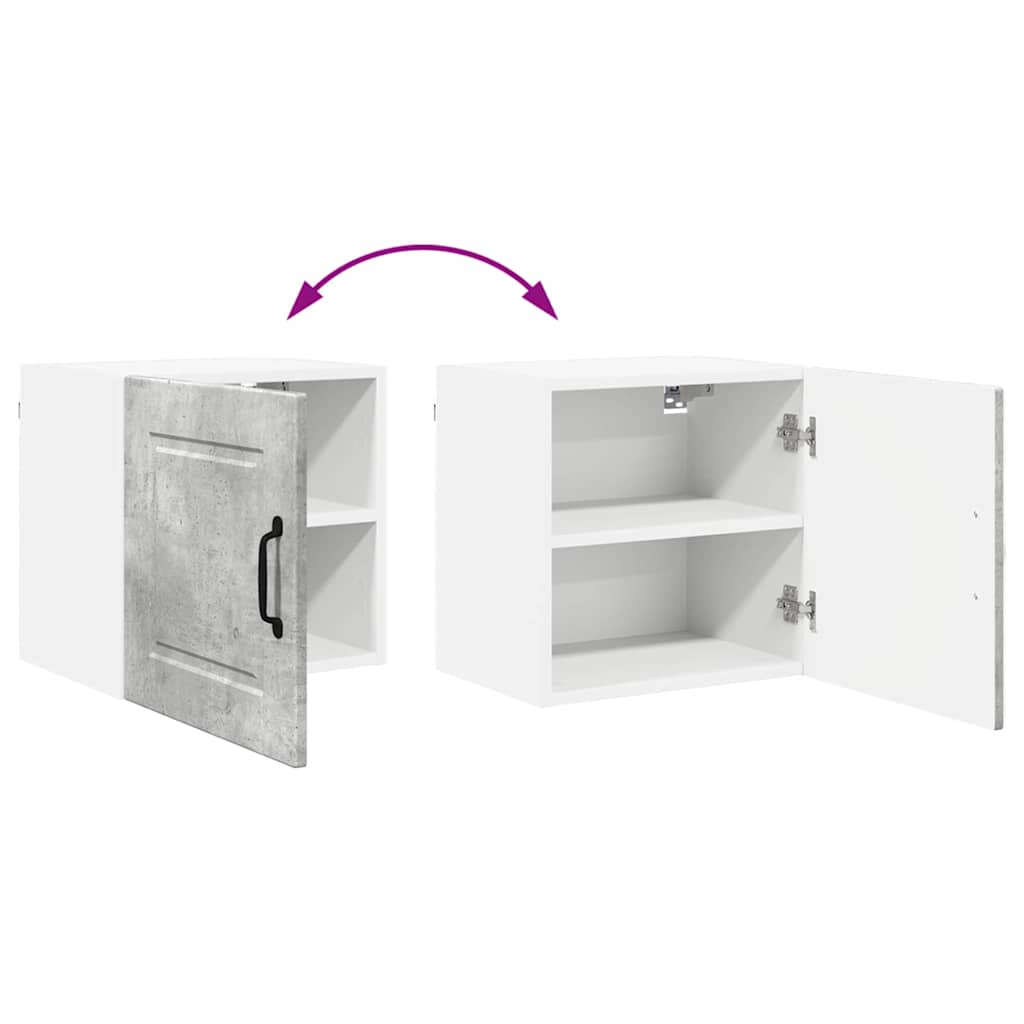 Dulap suspendat de bucatarie cu raft cu usa 2 pcs Gri din beton — imaginea 13