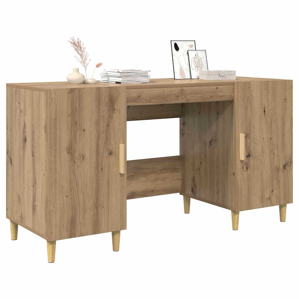 Birou cu raft Stejar Artizanal 140 x 50 x 75 cm Lemn compozit — imaginea 4