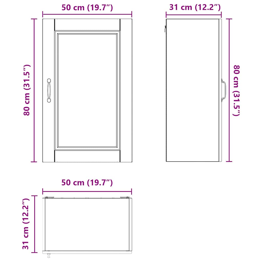 Dulap suspendat de bucatarie Stejar inchis 50 x 31 x 80 cm — imaginea 13