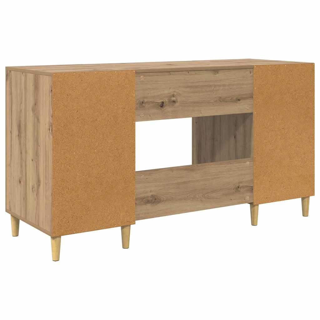 Birou cu raft Stejar Artizanal 140 x 50 x 75 cm Lemn compozit — imaginea 9