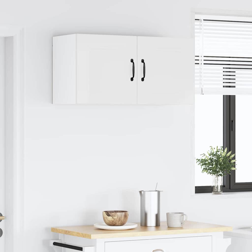 Dulap suspendat de bucatarie cu raft Alb lucios 80 x 31 x 40 cm — imaginea 5