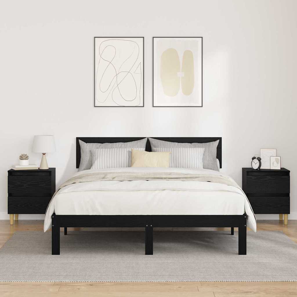 Dulap de pat Stejar Negru 40 x 35 x 50 cm Lemn compozit — imaginea 5