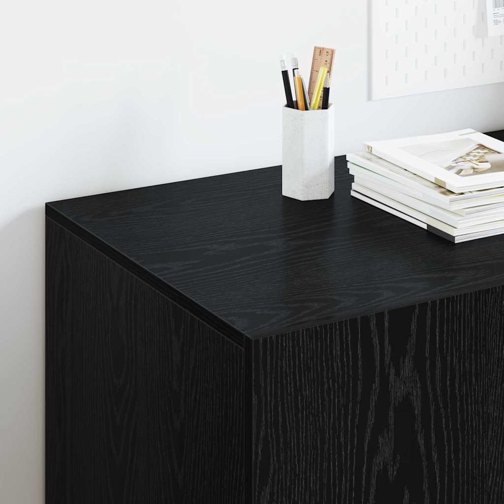 Birou cu raft Stejar Negru 140 x 50 x 75 cm Lemn compozit — imaginea 5
