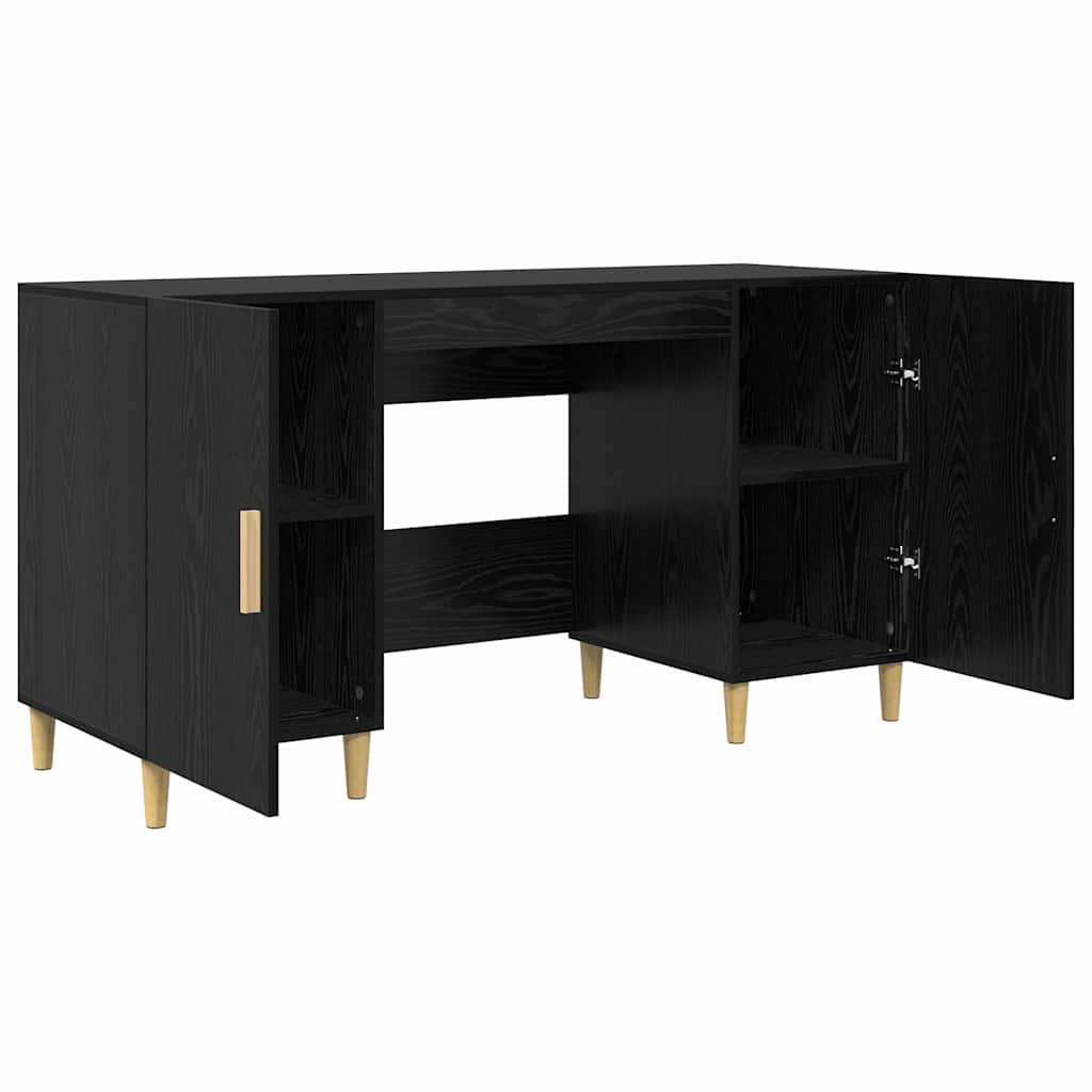 Birou cu raft Stejar Negru 140 x 50 x 75 cm Lemn compozit — imaginea 6