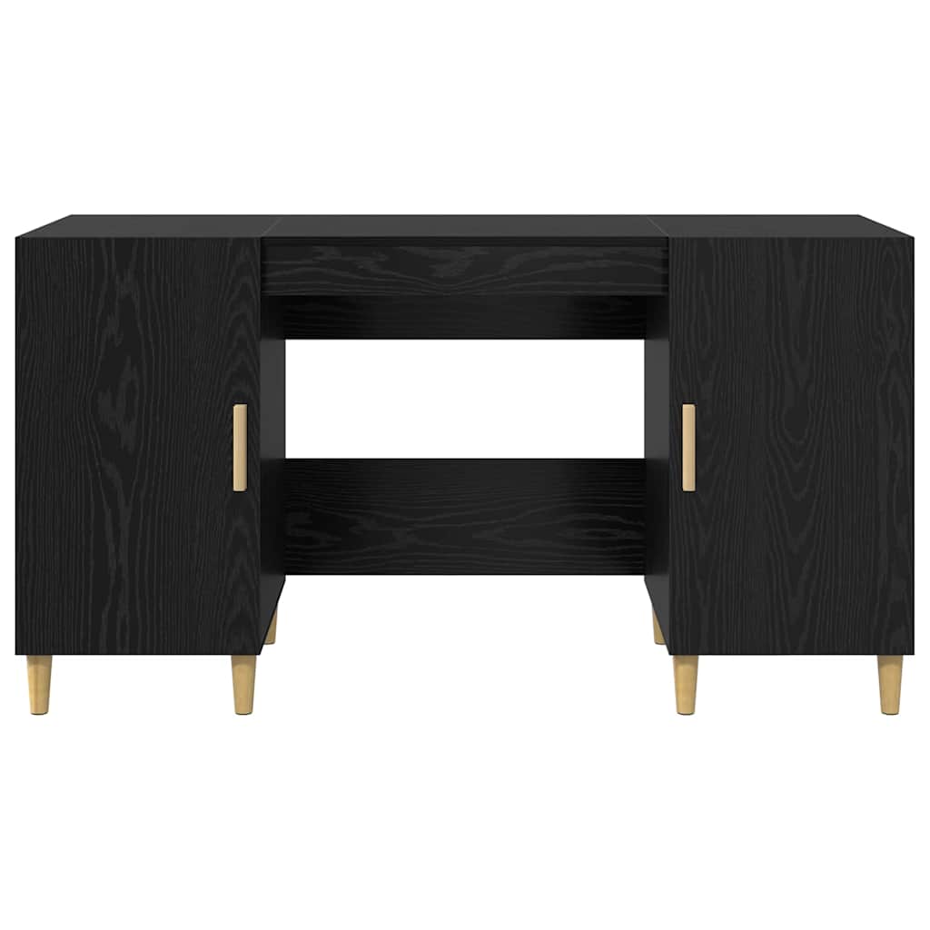 Birou cu raft Stejar Negru 140 x 50 x 75 cm Lemn compozit — imaginea 7